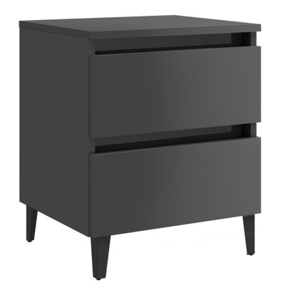 vidaXL Bed Cabinet High Gloss Grey 40x35x50 cm Engineered Wood