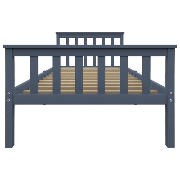 vidaXL Bed Frame without Mattress Grey Solid Pinewood 100x200 cm