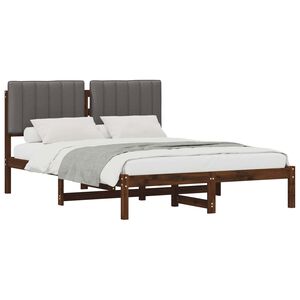 vidaXL Bed Frame with Upholstered Headboard Dark Brown and Light Grey