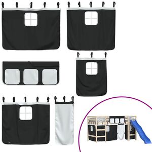 vidaXL Curtains for Loft Bed White and Black Polyester