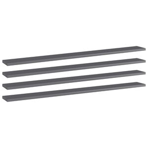 vidaXL Bookshelf Boards 4 pcs High Gloss Grey 100x10x1.5 cm Engineered Wood