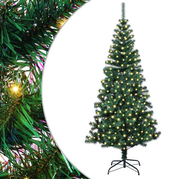 vidaXL Artificial Pre-lit Christmas Tree Green 210 cm PVC and Metal