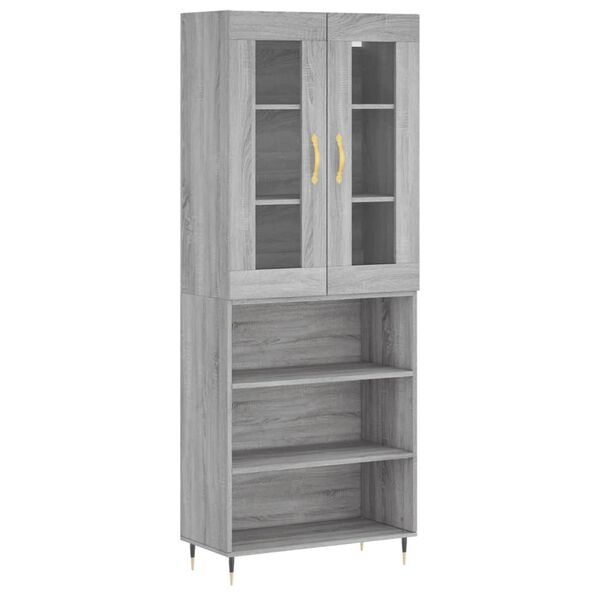 vidaXL Highboard Grey Sonoma 69.5x34x180 cm Engineered Wood