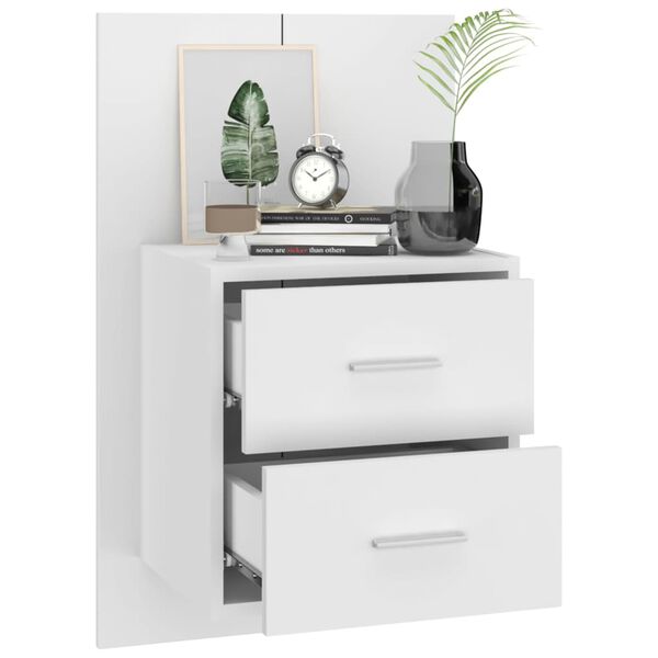 vidaXL Wall-mounted Bedside Cabinets 2 pcs High Gloss White