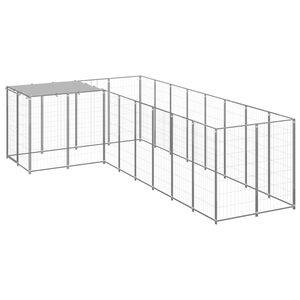 vidaXL Dog Kennel Silver 6.05 m&sup2; Steel