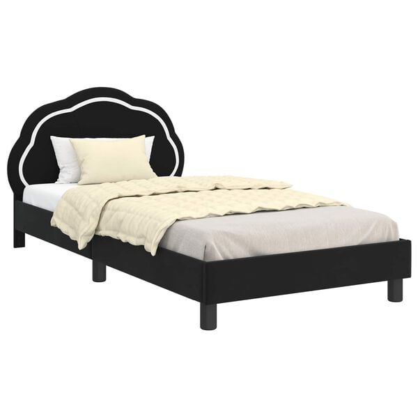 vidaXL Children's Bed Frame with Headboard Black 90 x 190 cm Velvet