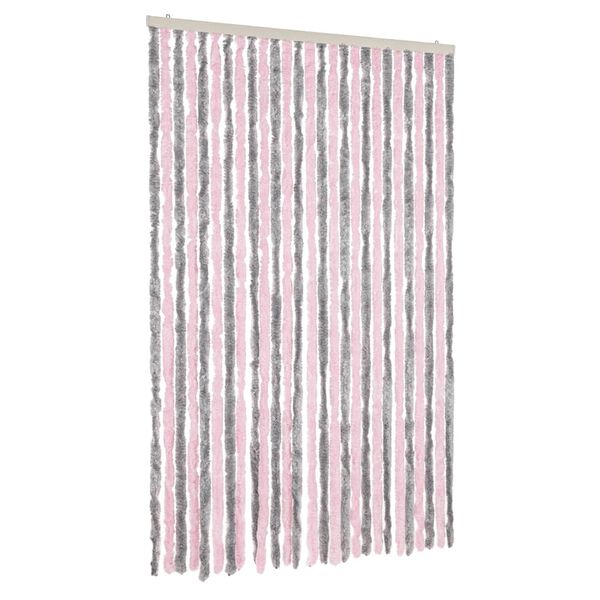 vidaXL Fly Curtain Silver Grey and Pink 118x220 cm Chenille