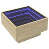 vidaXL Coffee Table with LED Sonoma Oak 50x50x30 cm Engineered Wood