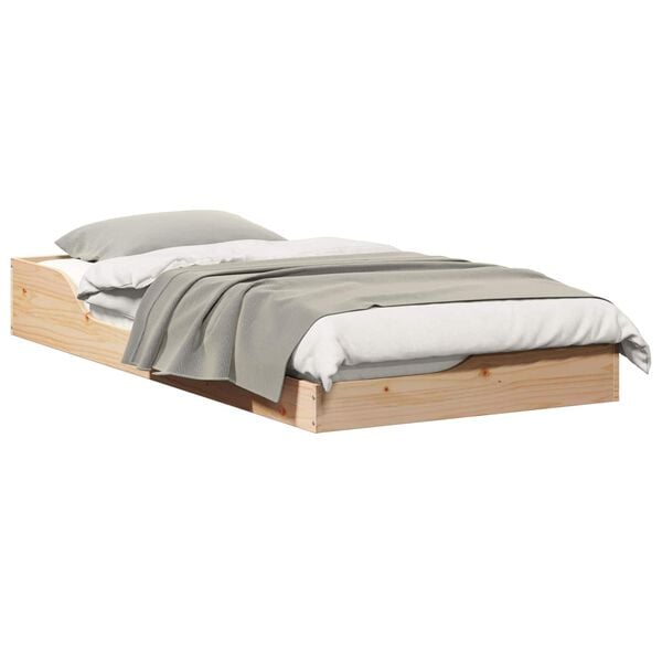 vidaXL Bed Frame Brown 75 x 190 cm Solid Pine Wood
