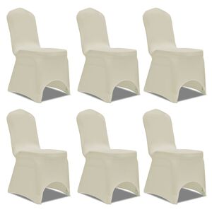 vidaXL Chair Cover | Set of 6 | Cream | Polyester: 90%, Elastane: 10%