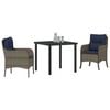 vidaXL Garden Dining Set with Cushion 3 pcs Grey Poly Rattan