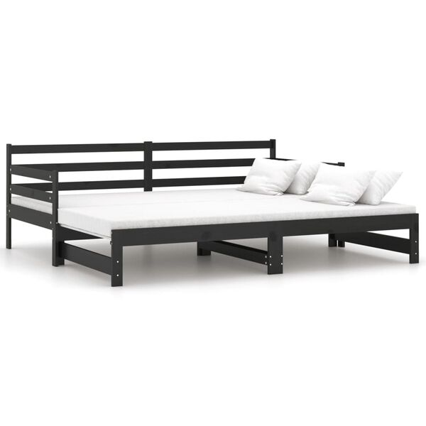 vidaXL Pull-out Day Bed without Mattress Black 2x(90x200)cm