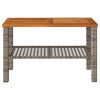 vidaXL Garden Table Grey 70x38x42 cm Poly Rattan Acacia Wood