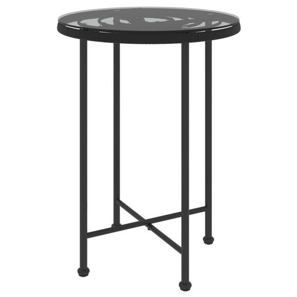 vidaXL Dining Table Black &Oslash;55 cm&nbsp;Tempered Glass and Steel