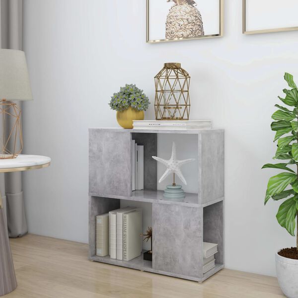 vidaXL Book Cabinet Concrete Grey 60x24x63 cm Engineered Wood