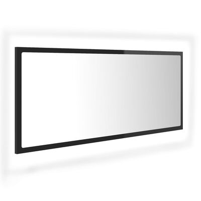 vidaXL LED Bathroom Mirror High Gloss Black 100x8.5x37 cm Acrylic