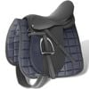 vidaXL Horse Riding Saddle Set 17.5" Real Leather Black 18 cm 5-in-1