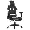 vidaXL Swivel Gaming Chair with Footrest Black and White Fabric