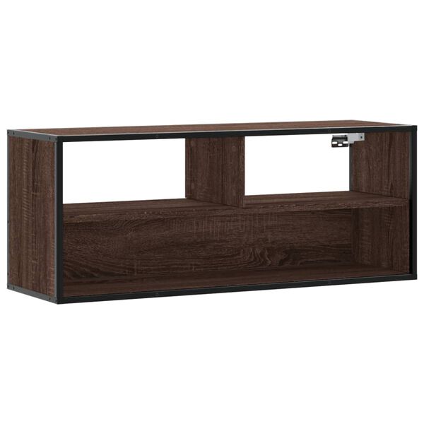 vidaXL TV Cabinet Brown Oak 100x31x39.5 cm Engineered Wood and Metal