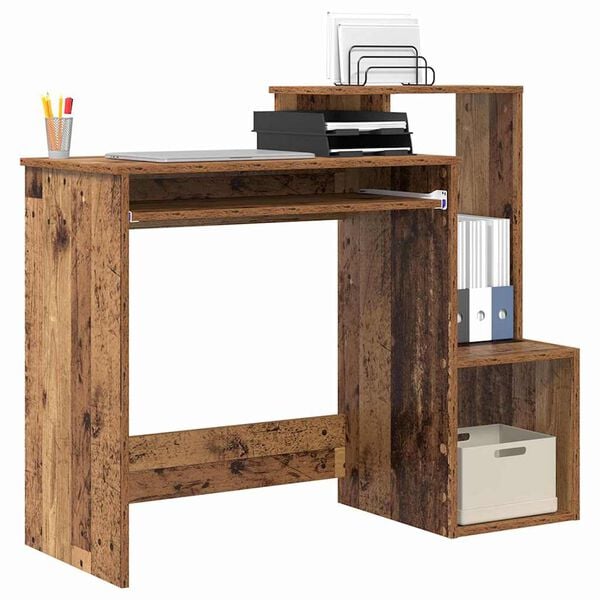 vidaXL Desk with Shelf Old wood 106 x 40 x 88.5 cm Engineered Wood