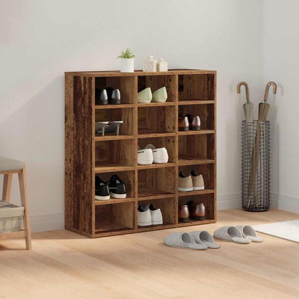 vidaXL Shoe Cabinet Old Wood 77.5 x 30 x 83.5 cm Engineered Wood