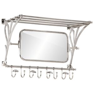 vidaXL Luggage Rack with Coat Hangers & Mirror Wall Mounted Aluminium
