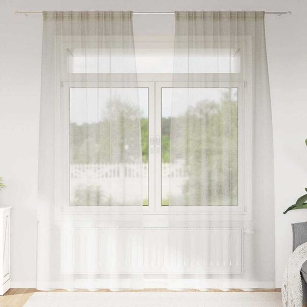vidaXL Voile Curtain with Curtains 2 pcs Cream 245 x 140 cm Polyester
