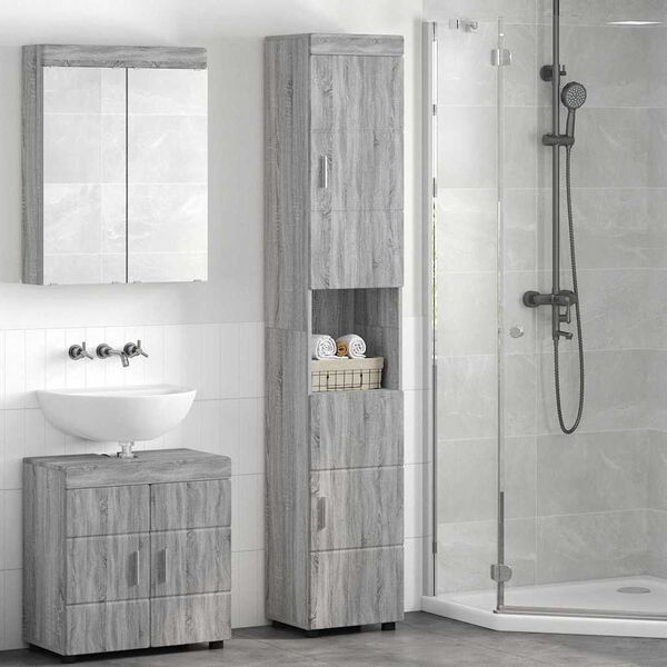 vidaXL Bathroom Cabinet Set TULUM Grey Sonoma 37 x 31.5 x 203 cm