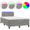 vidaXL Box Spring Bed with Mattress&LED Light Grey 120x200cm Velvet