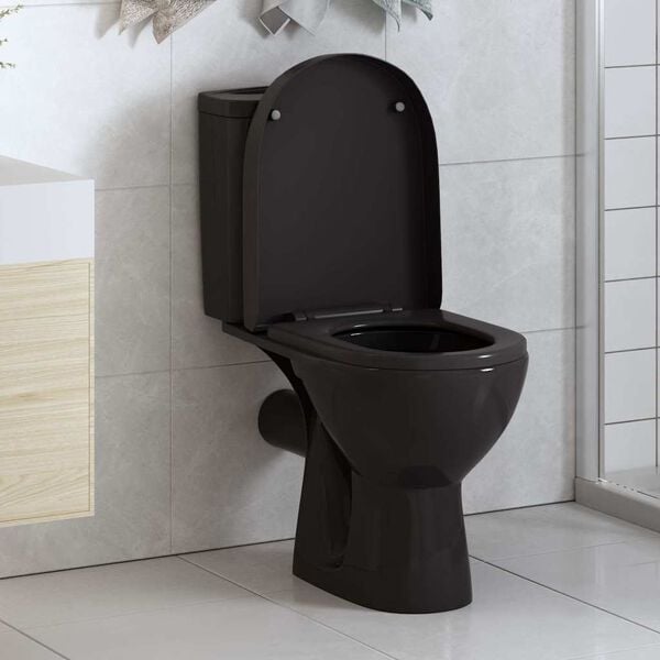 vidaXL Soft-close Toilet Seat with Quick-release Design Black