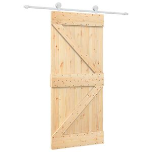 vidaXL Sliding Door Natural and White 90 x 210 cm Solid Pine Wood