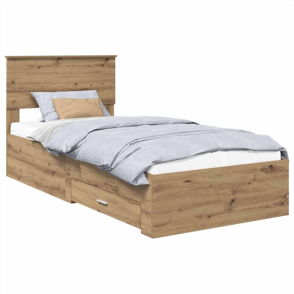 vidaXL Bed Frame with Drawer Artisan Oak 100 x 200 cm Engineered Wood