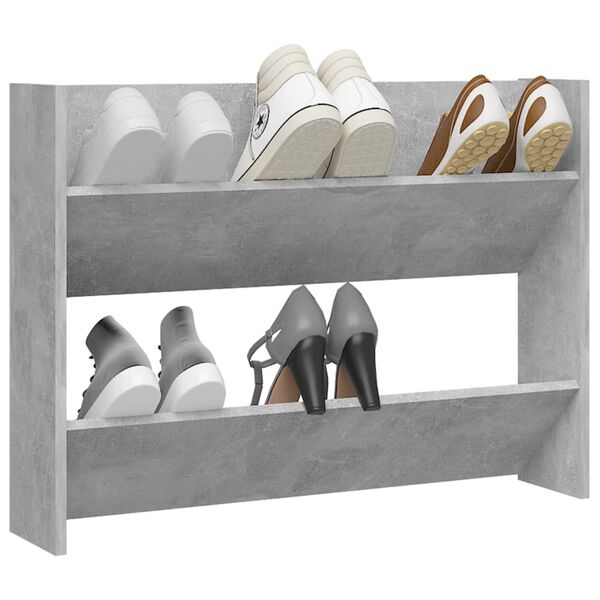 vidaXL Wall Shoe Cabinet Concrete Grey 80x18x60 cm Engineered Wood