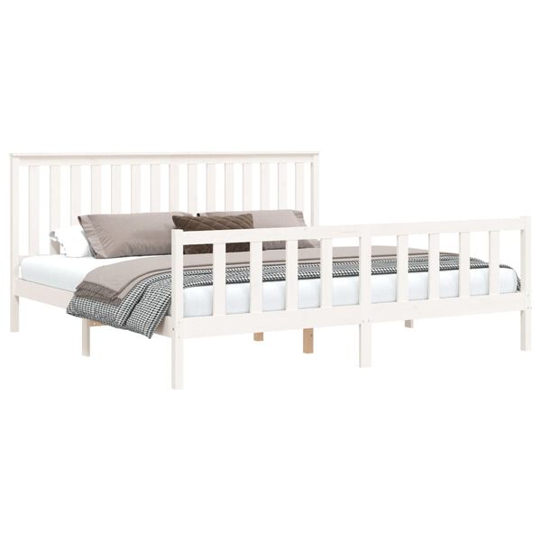 vidaXL Bed Frame without Mattress White 200x200 cm Solid Wood Pine