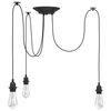 vidaXL Pendant Lamp with 3 Lamp Holders E27 Black Metal
