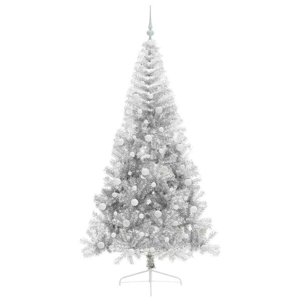 vidaXL Artificial Pre-lit Christmas Tree Silver 210 cm PET
