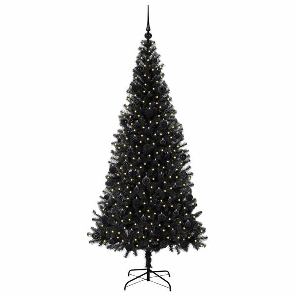 vidaXL Christmas Tree with 300 LEDs with Stand Black 210 cm PVC