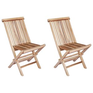 vidaXL Folding Garden Chair 2 pcs Natural Solid Teak Wood