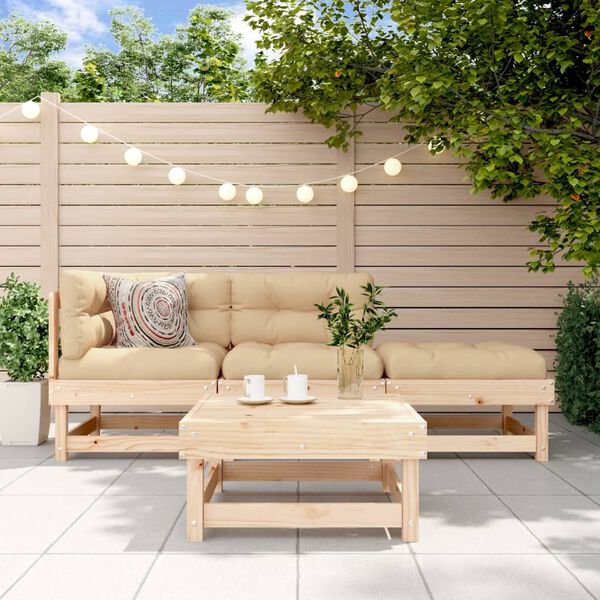 vidaXL 4 Piece Garden Lounge Set Solid Wood Pine