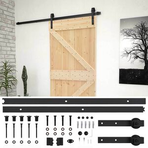vidaXL Sliding Door 80 x 210 cm Solid Pine Wood Natural and Black