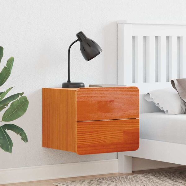 vidaXL Bedside Table Wax Brown 39 x 34 x 33 cm Solid pinewood