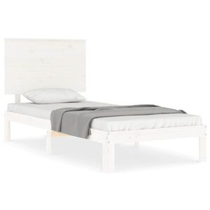 vidaXL Bed Frame without Mattress White Single Solid Wood Pine