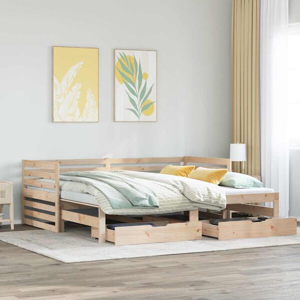 vidaXL Daybed with Drawers without Mattress 90x200 cm Solid Wood