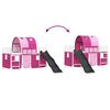 vidaXL Kids'Loft Bed Frame with Curtains, Arch, Slide White and Pink