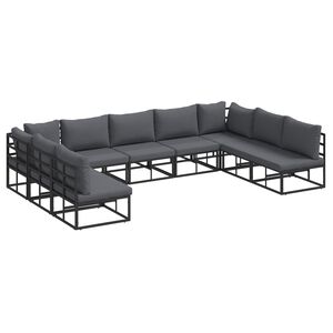 vidaXL Garden Sofa Set 9 pcs Black Aluminium