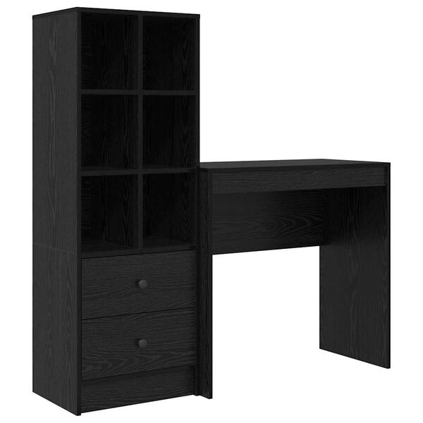 vidaXL Desk with Drawer 2 pcs Black Oak