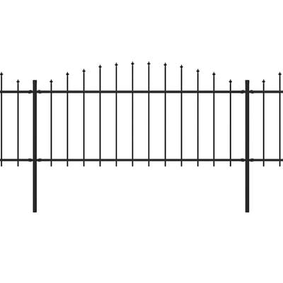vidaXL Garden Fence with Spear Top Steel (0.5-0.75)x8.5 m Black