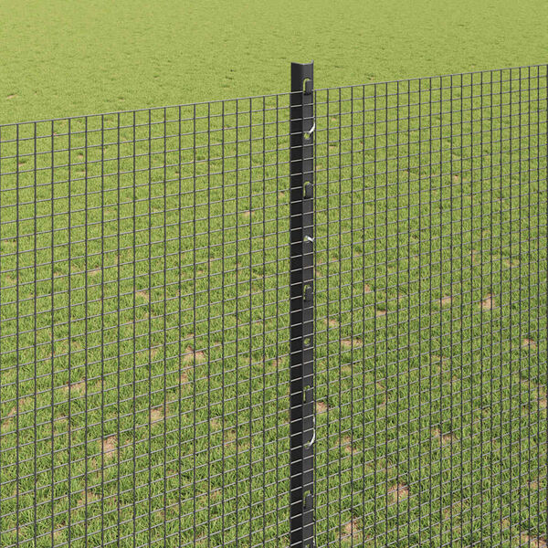 vidaXL Fence with Post Grey 1.6 x 10 m Steel and PVC