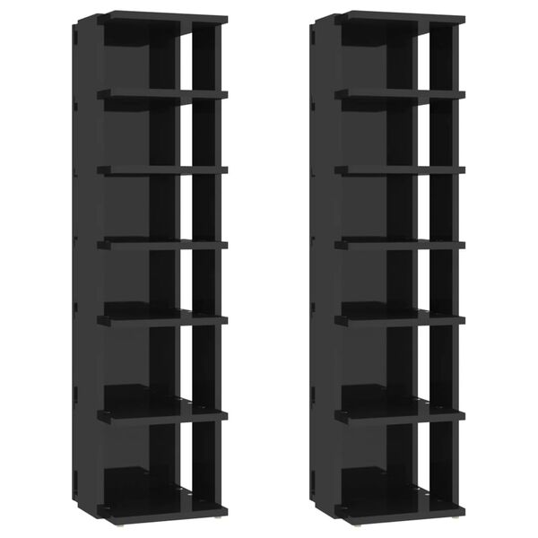 vidaXL Shoe Cabinets 2 pcs High Gloss Black 27.5x27x102 cm