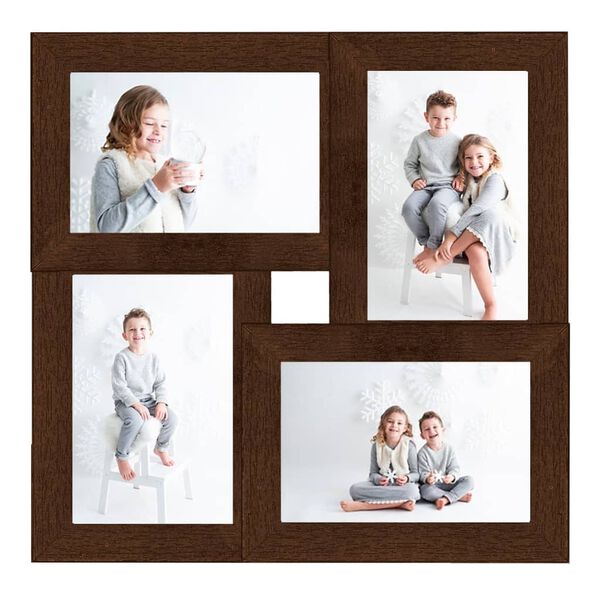 vidaXL Collage Photo Frame for 4x(13x18 cm) Picture Dark Brown MDF
